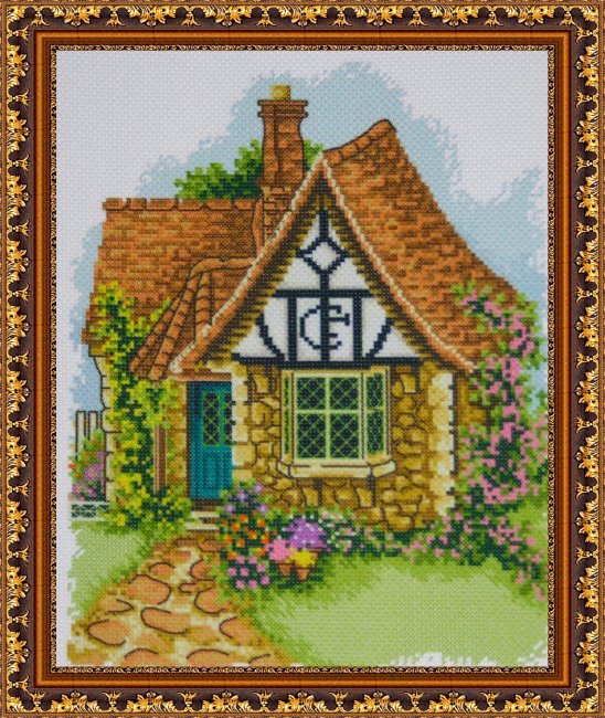 Рисунок на канве для вышивания крестом КР-17 "Дом в цветах" 24*18,6см (1шт) цвет:КР-17