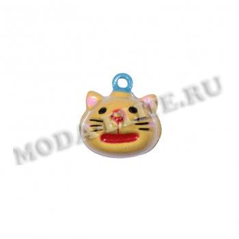 Бубенчик декоративный металл FS 099 "Котик" 18*17мм (100шт) цвет:цветной