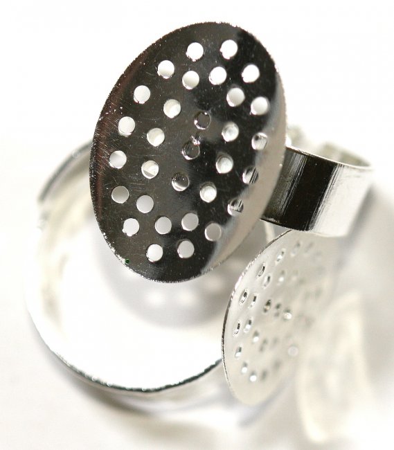 Основа для колец FS4755 регулируемая min 17мм с ситечком (100шт) цвет:серебро