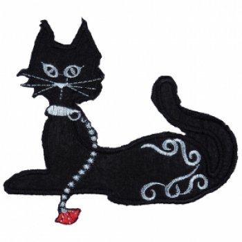 Термоаппликация вышитая № 8642 "Кошка" 11,3*10см (10шт) цвет:1-черный