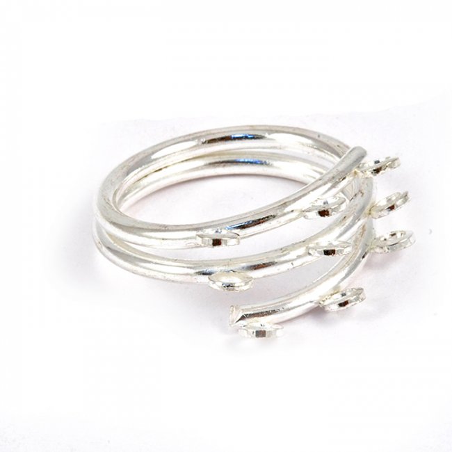 Основа для колец FS4177 ~19мм с 9 петельками (100шт) цвет:серебро