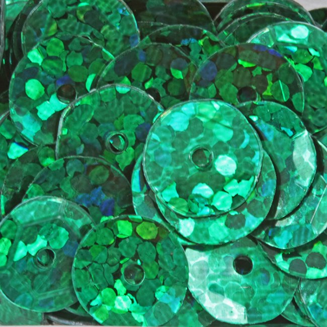 Пайетки лазерные "круг" d 6,5мм (10гр) цвет:1514-т.зеленый
