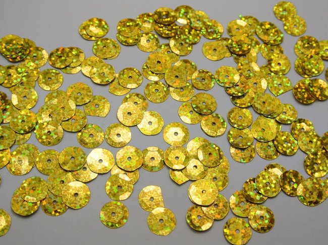 Пайетки лазерные "круг" d 6,5мм (500гр) цвет:733-бл.золото