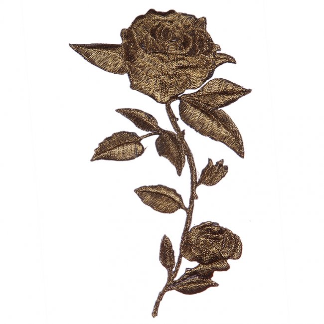 Термоаппликация вышитая № 6064 "Роза" 17*9,5см (1шт) цвет:5-т.золото