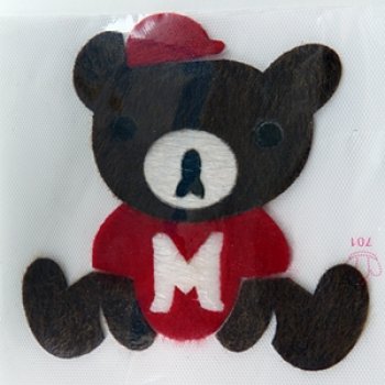Термоаппликация на бумаге № E134-1 "Мишка" 14*13,5см (1шт) цвет:2-красный
