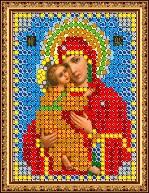 «Светлица» рисунок на ткани для вышивания бисером 373Л «Прсв. Богородица Владимирская» 6*7,5см (5шт) цвет:373Л