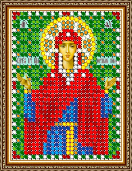 «Светлица» рисунок на ткани для вышивания бисером 360Л «Прсв. Богородица Нерушимая стена» 6*7,5см (5шт) цвет:360Л