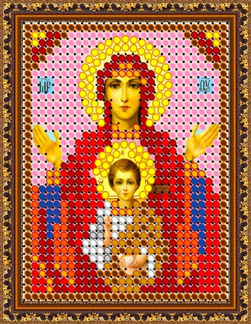 «Светлица» рисунок на ткани для вышивания бисером 371Л «Прсв. Богородица Знамение» 6*7,5см (1шт) цвет:371Л
