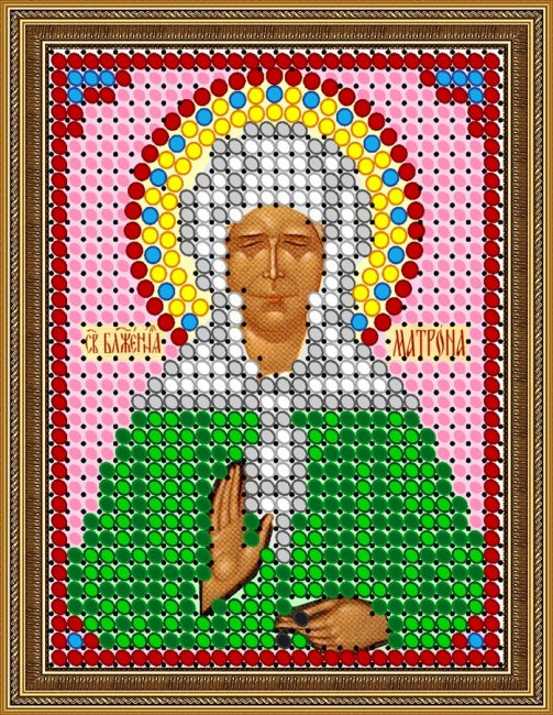 «Светлица» рисунок на ткани для вышивания бисером 301Л «Св. Матрона» 6*7,5см (1шт) цвет:301Л