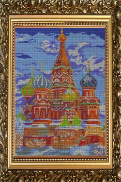 «Светлица» рисунок на ткани для вышивания бисером К-007+1П «Собор Василия Блаженного» 38*48см (1шт) цвет:К-007+1П