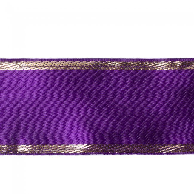 Лента атласная С3425 с люрексом 45-50мм (20м) цвет:С865-фиолетовый