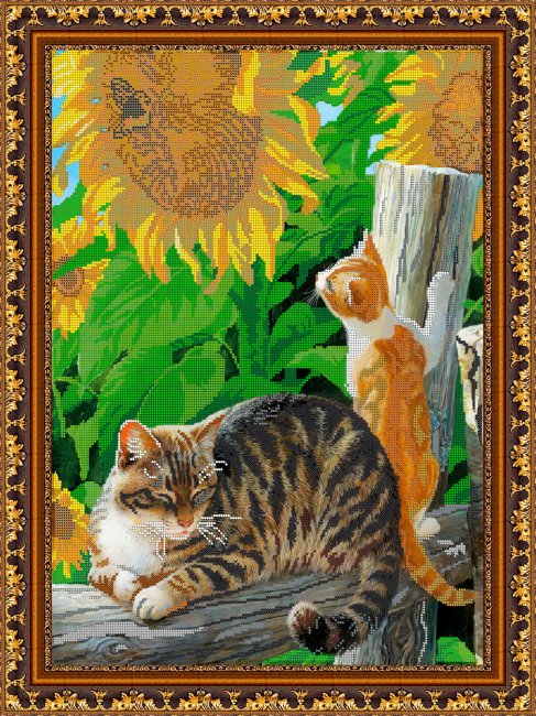 «Светлица» набор для вышивания бисером №144 «Игривый котенок» бисер Чехия 37,1*49,8см (1шт) цвет:144