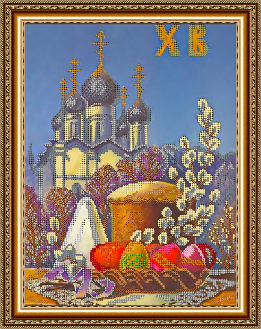«Светлица» рисунок на ткани для вышивания бисером К-203 «Пасхальная» 24*30см (1шт) цвет:К-203