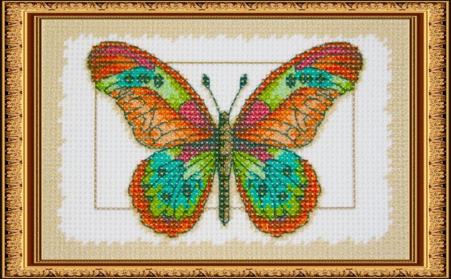 Рисунок на канве для вышивания крестом КР-45 "Бабочка" 13,5*9,2см (1шт) цвет:КР-45