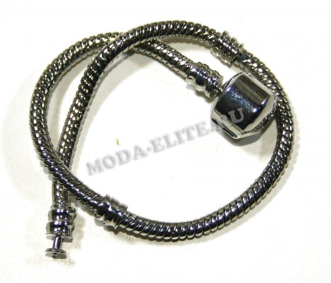 Браслет с застежкой "Pandora Style" 24см (10шт) цвет:никель