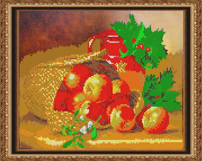 «Светлица» набор для вышивания бисером №345 «Корзина с яблочками» бисер Чехия 31,1*25,2см (1шт) цвет:345