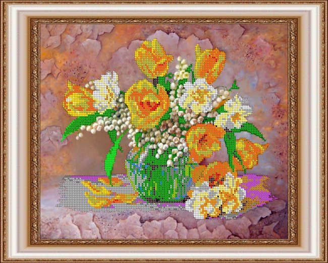 «Светлица» набор для вышивания бисером №278 «Весенние цветы» бисер Чехия 30*24см (1шт) цвет:278