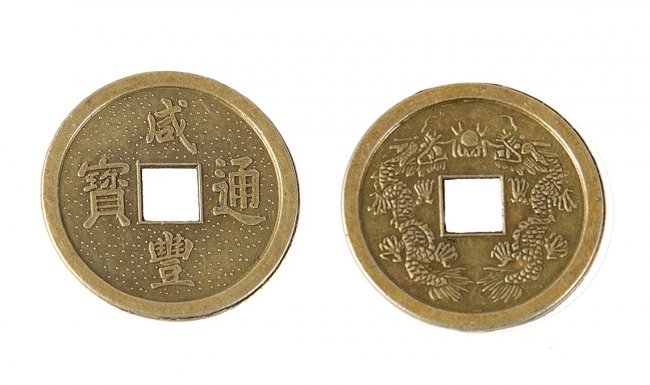 Монета металл FS11679 "Дракон" d38мм (5шт) цвет:оксид