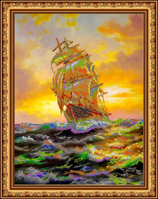 «Светлица» рисунок на ткани для вышивания бисером К-494 «Морской закат»38*48см (1шт) цвет:К-494