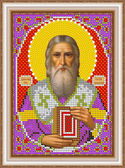 «Светлица» рисунок на ткани для вышивания бисером 844М «Св. Евсевий» 12*16см (1шт) цвет:844М