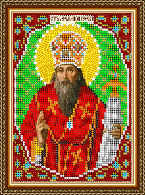 «Светлица» рисунок на ткани для вышивания бисером 849М «Св. Ефрем Печерский» 12*16см (1шт) цвет:849М