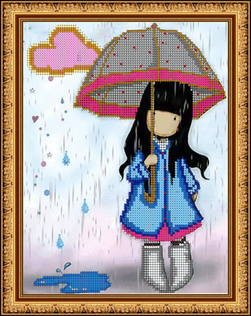 «Светлица» рисунок на ткани для вышивания бисером К-484 «Под дождем» 19*24см (1шт) цвет:К-484