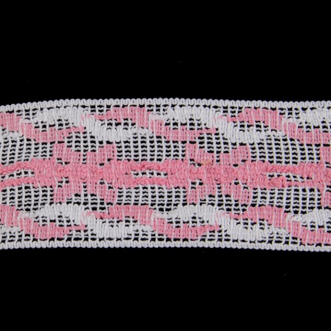 Тесьма KJ601  55мм (15ярд) цвет:501-белый/розовый