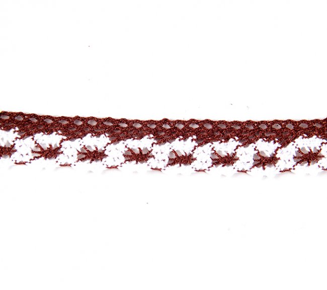 Кружево плетеное х/б № 9869 2см (15ярд) цвет:331-коричневый/белый