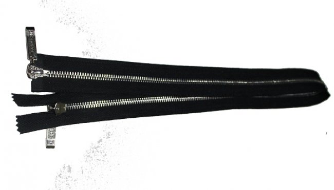 Молния "металл" серебро тип 5-1, шлиф., разъемная 75см (1шт) цвет:075-черный