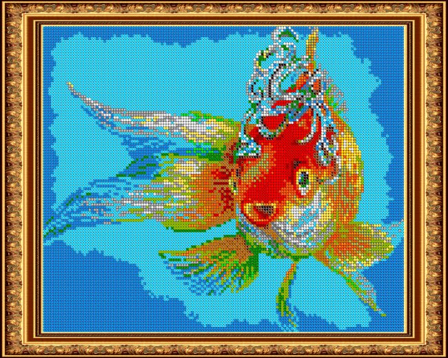 «Диамант» схема с клеевым покрытием для алмазной вышивки ДК-349П «Золотая рыбка» 38*30см (1шт) цвет:ДК-349П
