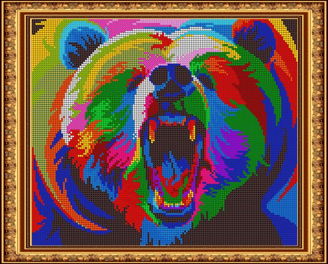 «Светлица» набор для вышивания бисером №521П «Радужный медведь» бисер Чехия 30*24см (1шт) цвет:521П
