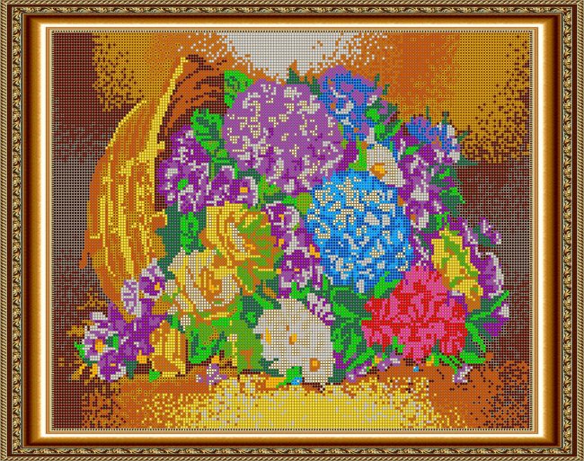 «Светлица» набор для вышивания бисером №539П «Цветы в корзине» бисер Чехия 38*30см (1шт) цвет:539П