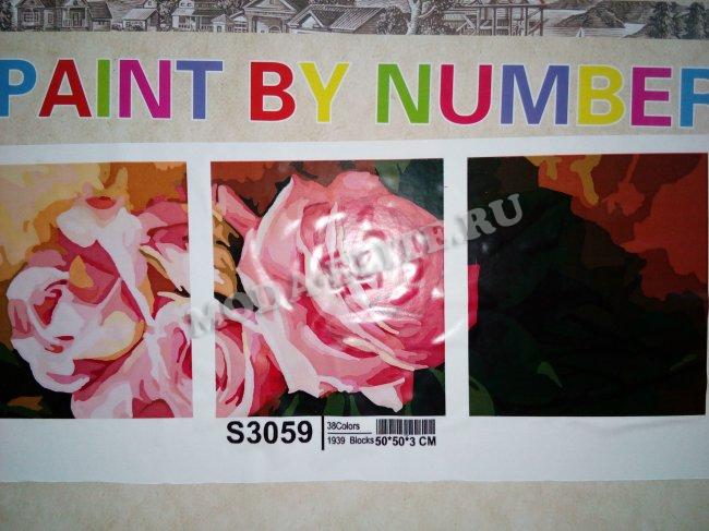 Набор для раскрашивания акриловыми красками модульный S3059 "Розовая роза" 50*150 (1шт) цвет:S3059