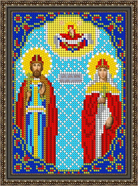 «Светлица» рисунок на ткани для вышивания бисером 452М «Св.Петр и Феврония» 12*16см (1шт) цвет:452М