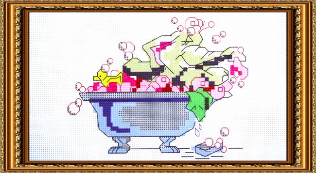 Рисунок на канве для вышивания крестом Д-067 "Слоник в ванной" 25*17 (1шт) цвет:Д-067