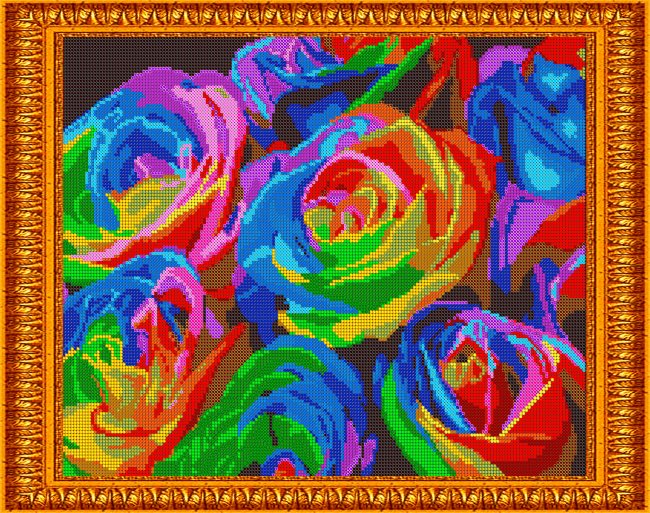 «Светлица» набор для вышивания бисером №582П «Радужные розы» бисер Чехия 38*30см (1шт) цвет:582П