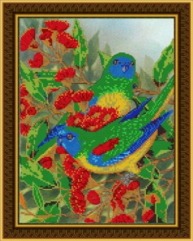 «Светлица» набор для вышивания бисером №506 «Радужная пара птиц» бисер Китай 24*30см (1шт) цвет:506