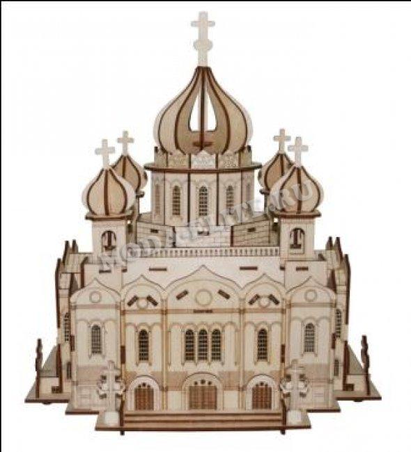 Храм Христа Спасителя №12289 из фанеры 33*37*32см (1шт) цвет:дерево