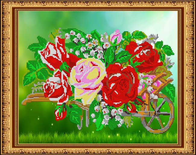 «Светлица» набор для вышивания бисером №375«Розы» бисер Чехия 38*30см (1шт) цвет:К-375