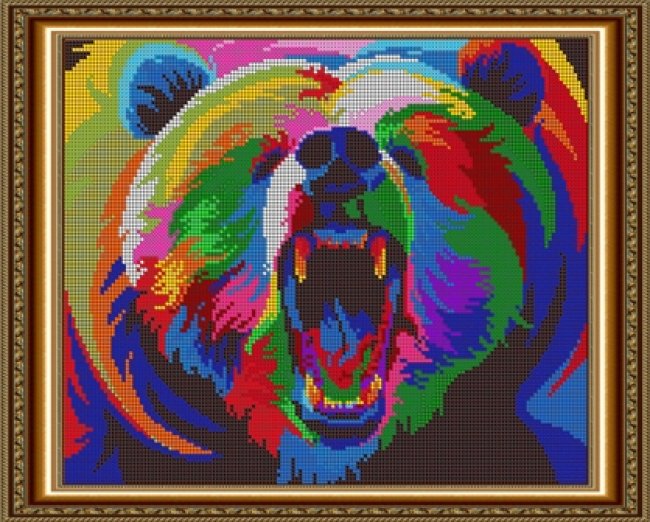 «Диамант» набор со стразами ДК-521П «Радужный медведь» 38*30см (1шт) цвет:ДК-521П