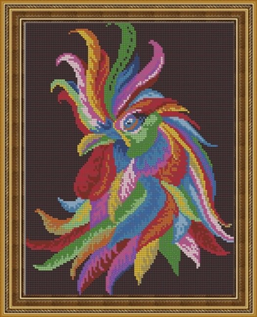 «Диамант» набор со стразами ДК-548 «Радужный петушок» 30*38см (1шт) цвет:ДК-548