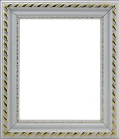 Декоративная рама F4608-015-3 из пластикового багета 34*34см, толщина стекла 2мм ширина багета 4,6см (1шт) цвет:белый/золото