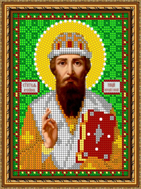«Светлица» рисунок на ткани для вышивания бисером 791М «Св. Геннадий» 12*16см (1шт) цвет:791М