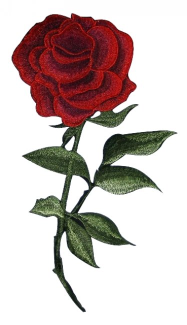 Термоаппликация вышитая № F231 "Роза" 19*30см (1шт) цвет:1-красный/зеленый