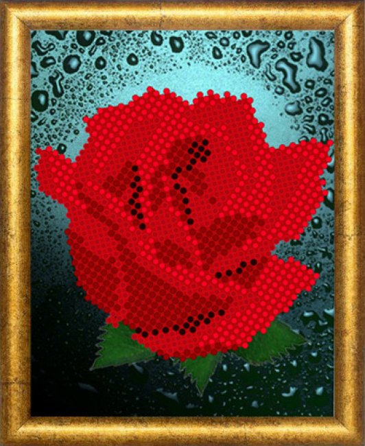 «Диамант» схема с клеевым покрытием для алмазной вышивки ДВ-009 «Роза» 10*13см (1шт) цвет:ДВ-009