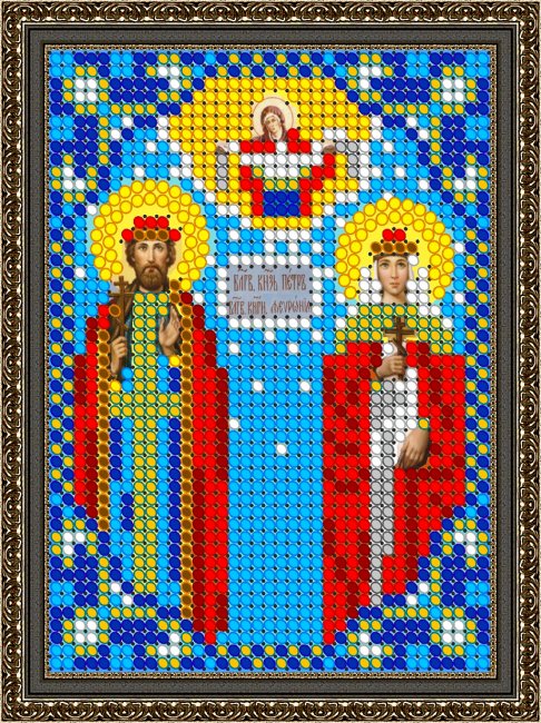 «Светлица» рисунок на ткани для вышивания бисером 452ЛМ «Св. Петр и Феврония» 7,5*10см (1шт) цвет:452ЛМ