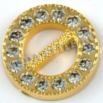 Пряжка пластик со стразами 51302 6*6мм (1шт) цвет:081-Gold