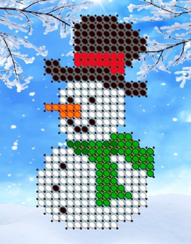 ВЛД-10 «Снеговик» 5,5*7см схема на атласе для вышивания бисером «Вышивочка» (1шт) цвет:ВЛД-10