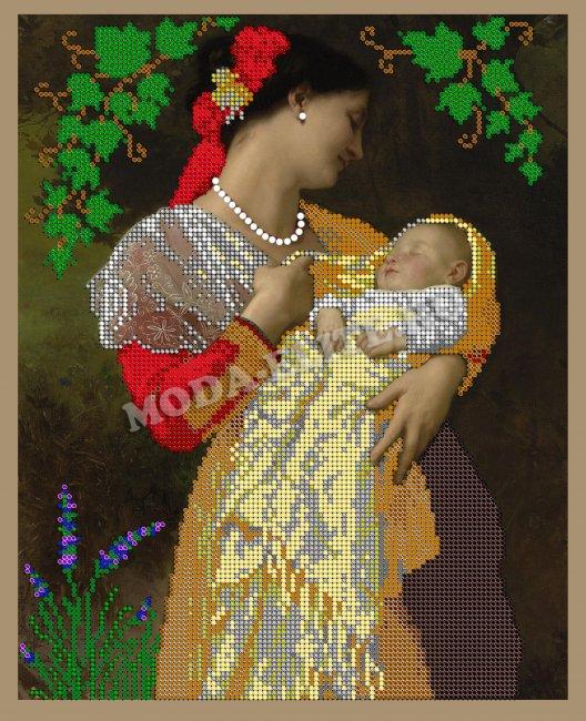 ВЛ-057 "Мать с младенцем" 24*30см набор на атласе для вышивания чешским бисером "Вышивочка" в коробке (1шт) цвет:ВЛ-057