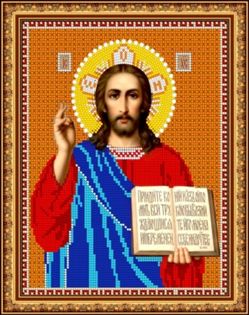 «Светлица» рисунок на ткани для вышивания бисером 363-КФ «Иисус» 19*24см (1шт) цвет:363-КФ